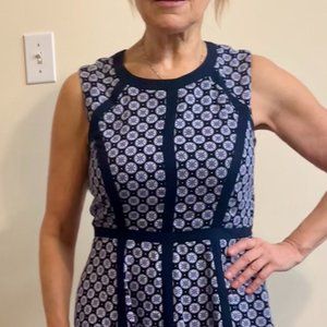 Bianca Nygard Navy Blue and White Dress